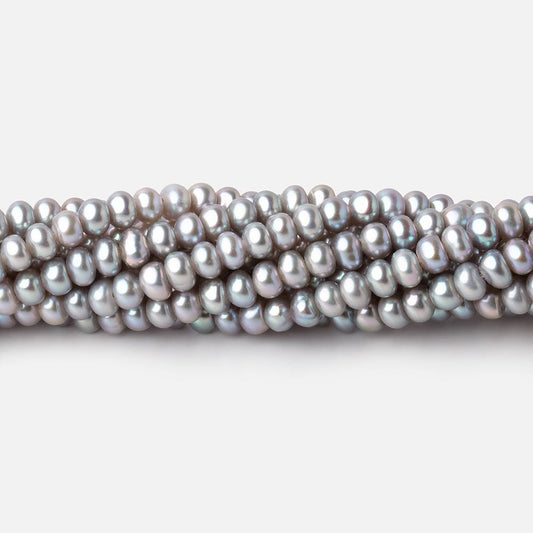 4mm Silver Center Drilled Button Freshwater Pearls 15.5 inch 142 Beads AA