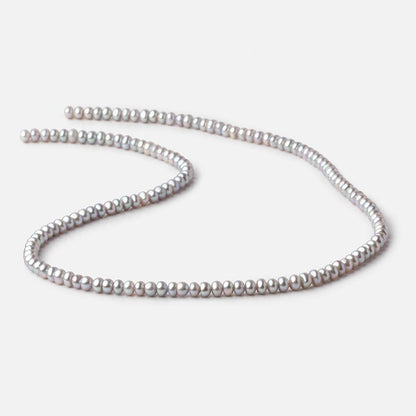 4mm Silver Center Drilled Button Freshwater Pearls 15.5 inch 142 Beads AA