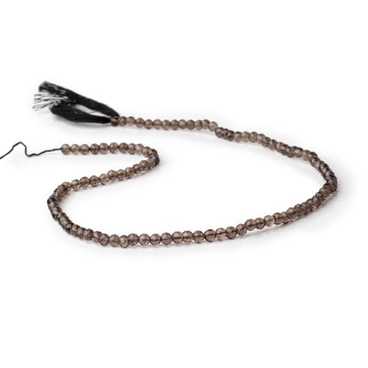 4mm Smoky Quartz Hand Faceted Round Beads 14 inch 96 pieces
