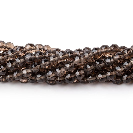 4mm Smoky Quartz Hand Faceted Round Beads 14 inch 96 pieces