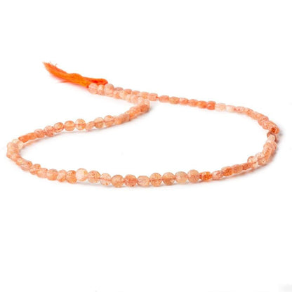 4mm Sunstone checkerboard calibrated faceted coins 12.5 inch 85 beads AAA