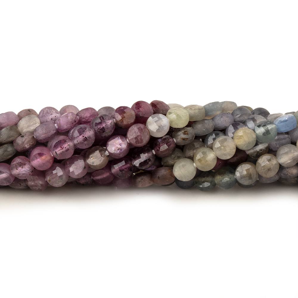 4mm Umba Sapphire Checkerboard Calibrated Faceted Coins 12 inch 87 pieces AAA