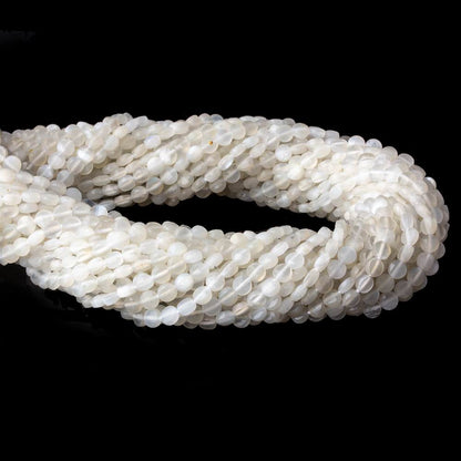 4mm White Moonstone checkerboard calibrated faceted coins 12.5 inch 85 beads AAA