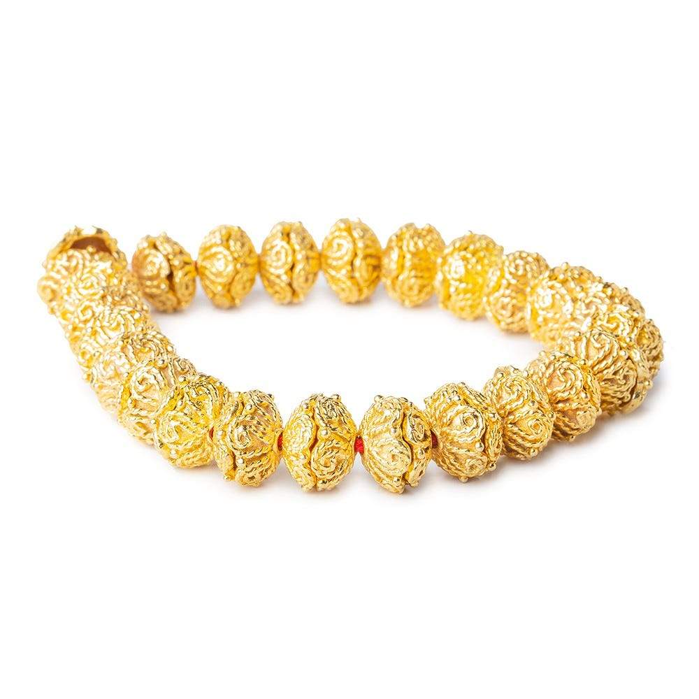 4x11x11mm 22kt Gold Plated Copper Twisted Rope Bead Cap 8 inch 48 pieces