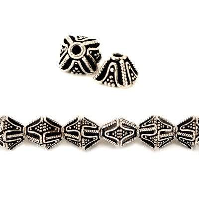 4x11x11mm Antiqued Sterling Silver plated Copper Bead Cap with Miligrain Design *DISCONTINUED*