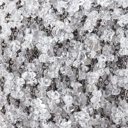 4x2-5x4mm Double Terminated Quartz Crystals on Black Gold .925 Chain by the Foot