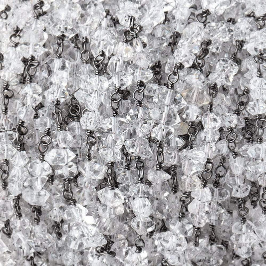 4x2-5x4mm Double Terminated Quartz Crystals on Black Gold .925 Chain by the Foot