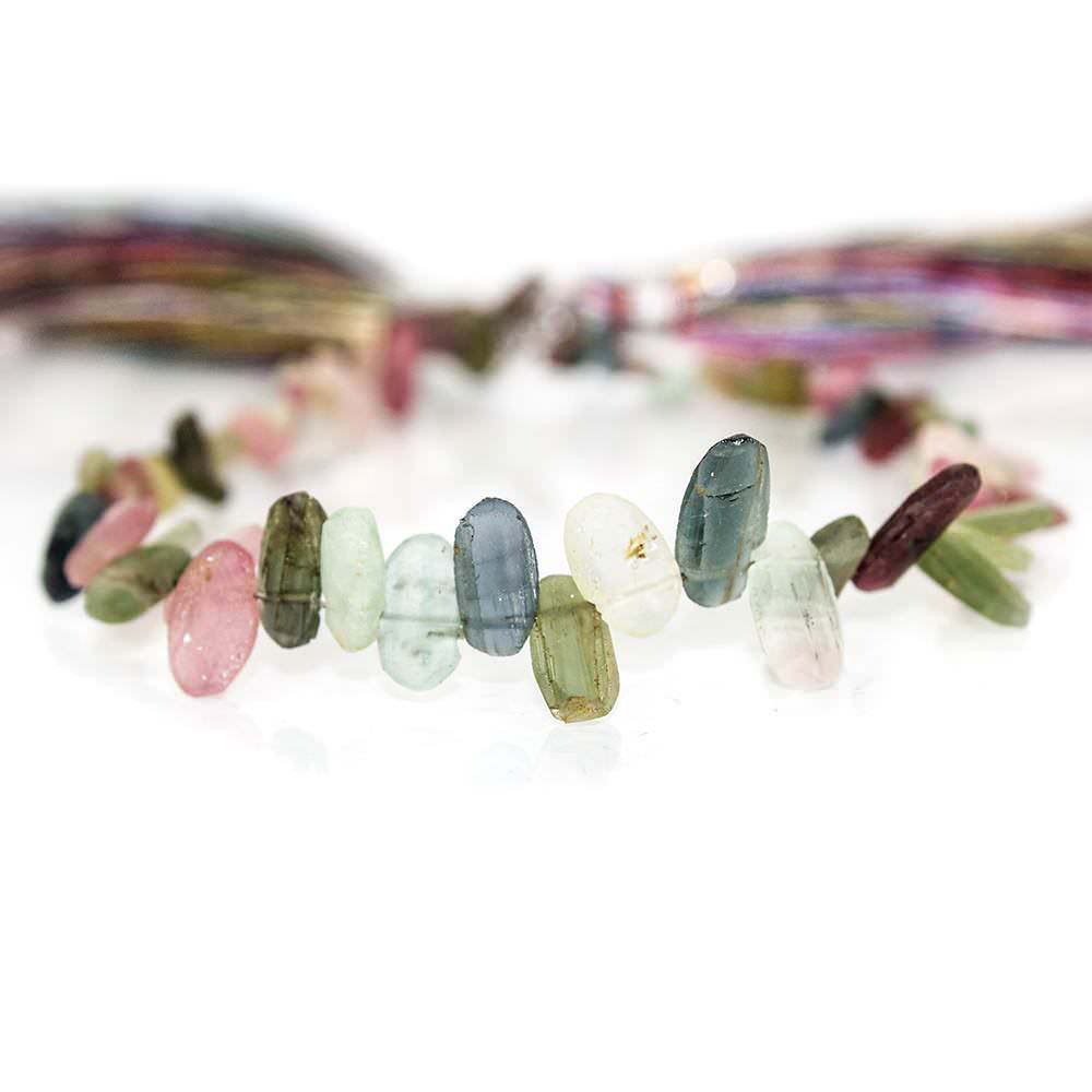 4x3-10x5mm Frosted Multi Color Tourmaline Top Drilled Ovals 8 inch 53 pieces