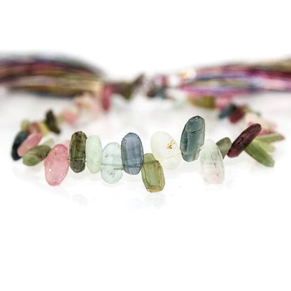 4x3-10x5mm Frosted Multi Color Tourmaline Top Drilled Ovals 8 inch 53 pieces