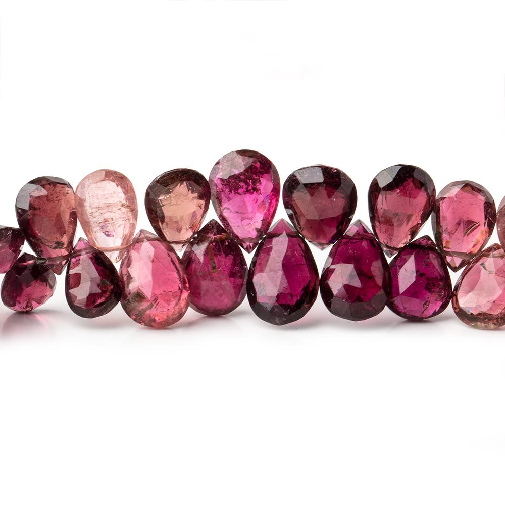5x4-12x7mm Shaded Rubellite Tourmaline faceted pears 16.5 inch 174 beads AAA