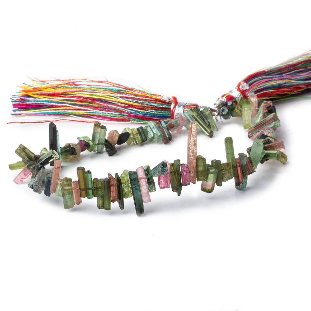 4x3-12x3mm Multi-Color Tourmaline Top Drill Natural Crystals 7 inch 95 beads
