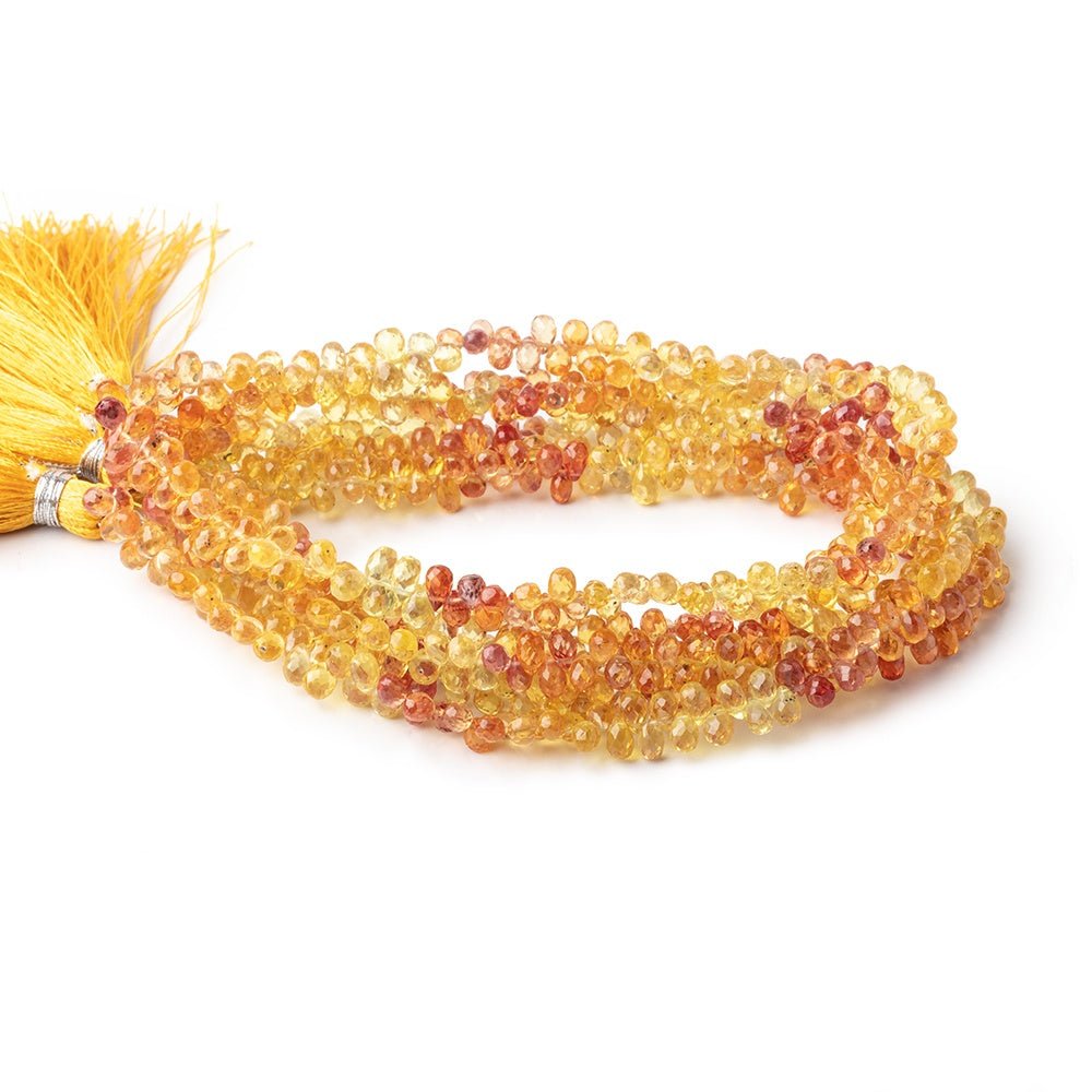 4x3-5.5x4mm Orange & Yellow Fancy Sapphire Faceted Tear Drops 17 inch 250 pieces AA
