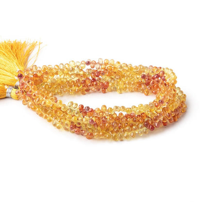 4x3-5.5x4mm Orange & Yellow Fancy Sapphire Faceted Tear Drops 17 inch 250 pieces AA