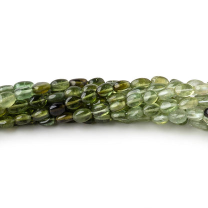 4x3-5x3.5mm Green Tourmaline Plain Oval Beads 16 inch 78 pieces AA