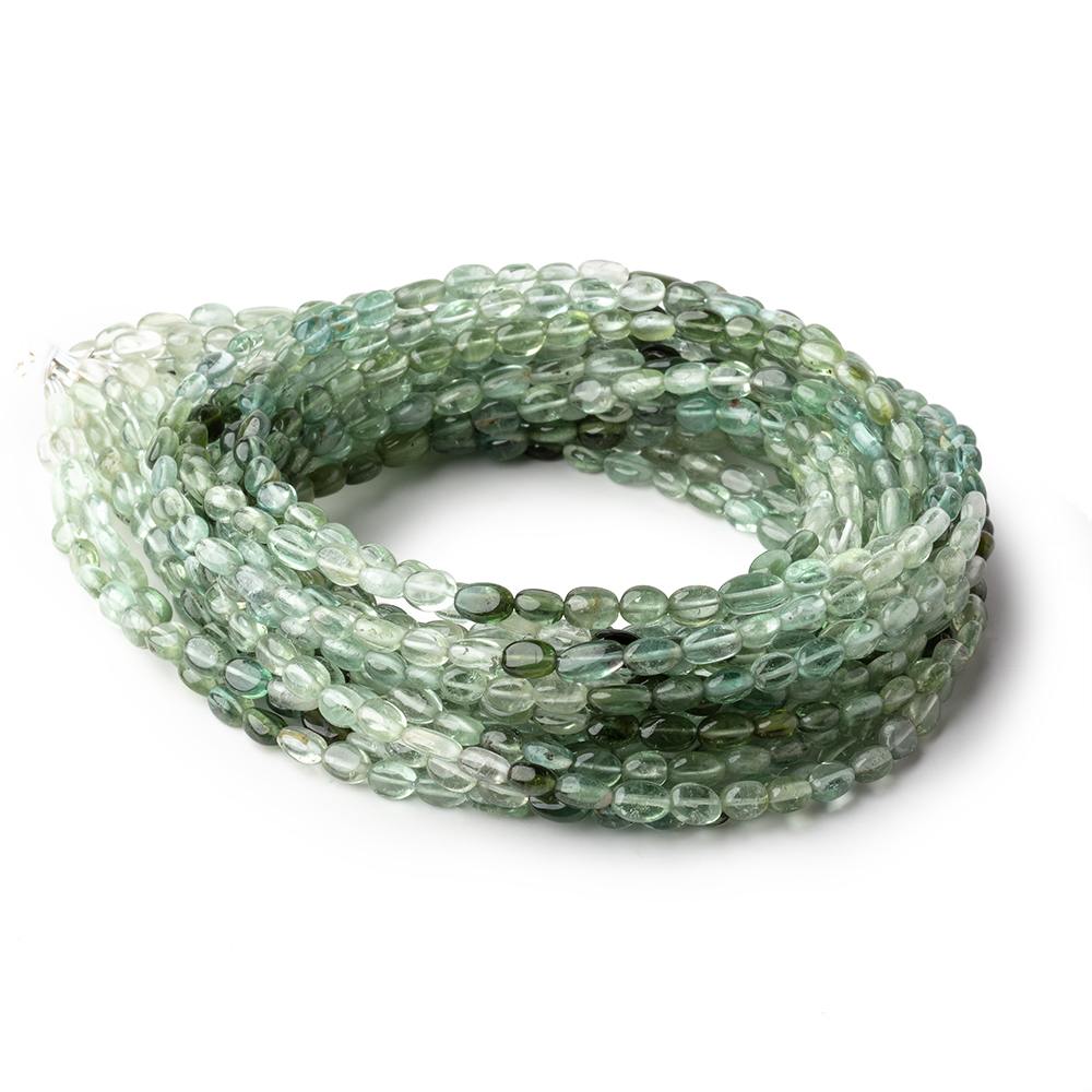 4x3-5x3.5mm Green Tourmaline Plain Oval Beads 16 inch 89 pieces AA