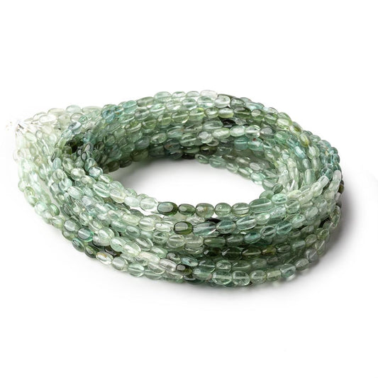 4x3-5x3.5mm Green Tourmaline Plain Oval Beads 16 inch 89 pieces AA