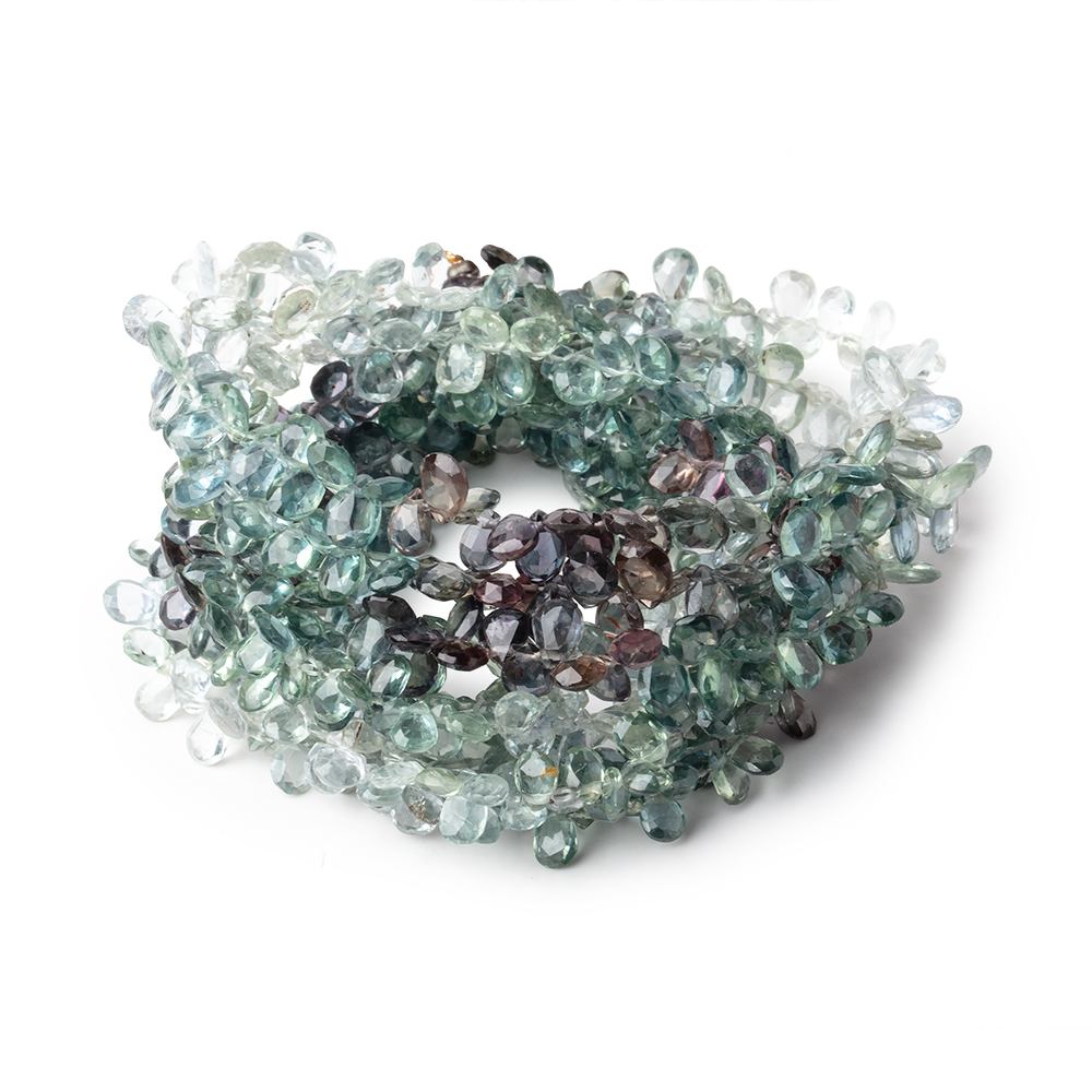 4x3-5x3.5mm Multi Color Sapphire Faceted Pear Beads 16 inch 230 pieces