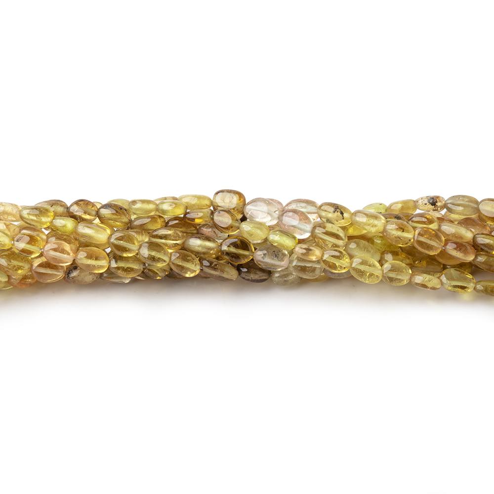 4x3-5x3.5mm Yellow Tourmaline Plain Oval Beads 16 inch 86 pieces AA