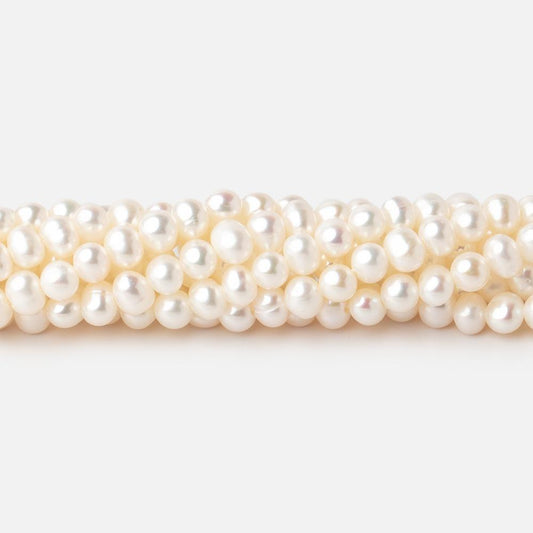 3-4mm Creamy White Off Round Freshwater Pearls 15 inch 106 pieces