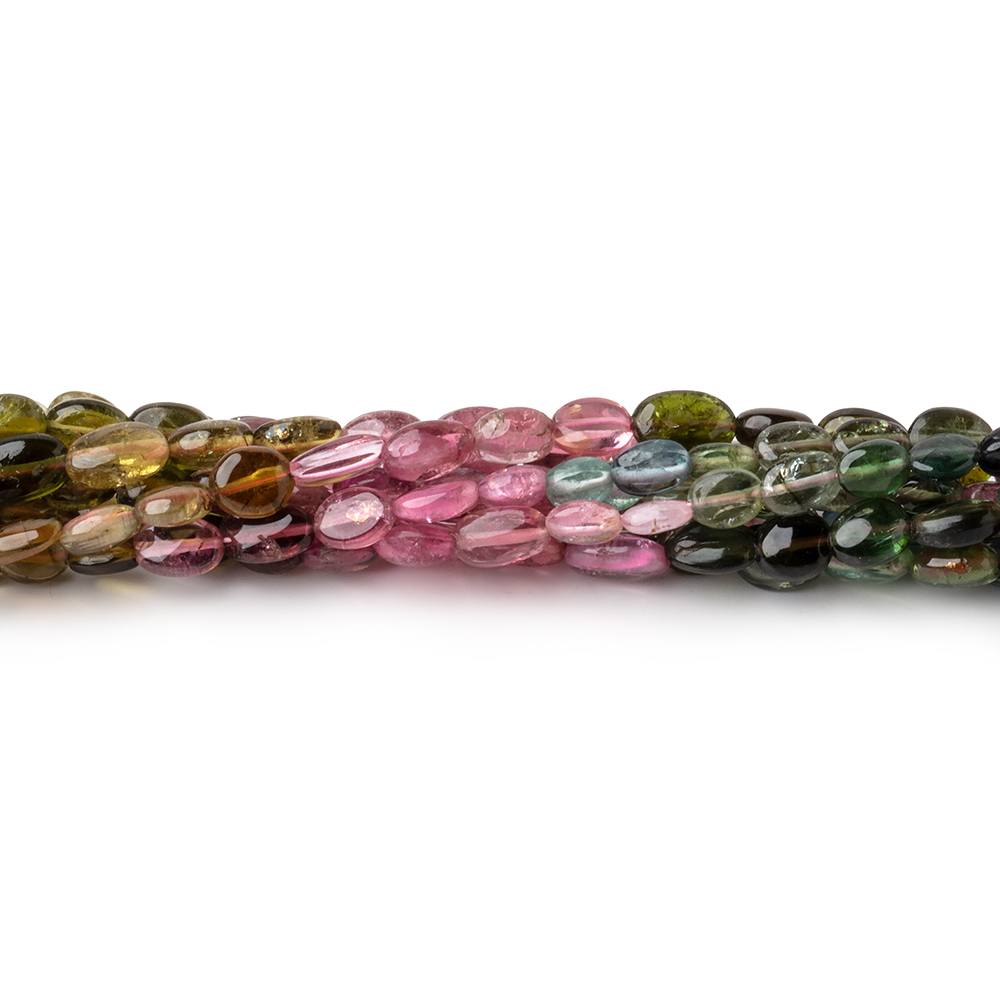 4x3-5x4mm Multi Color Tourmaline Plain Oval Beads 14 inch 72 pieces
