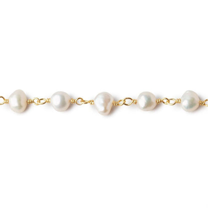 4x3-5X4mm Off White Baroque Freshwater Pearl Vermeil Chain by the foot 32 beads