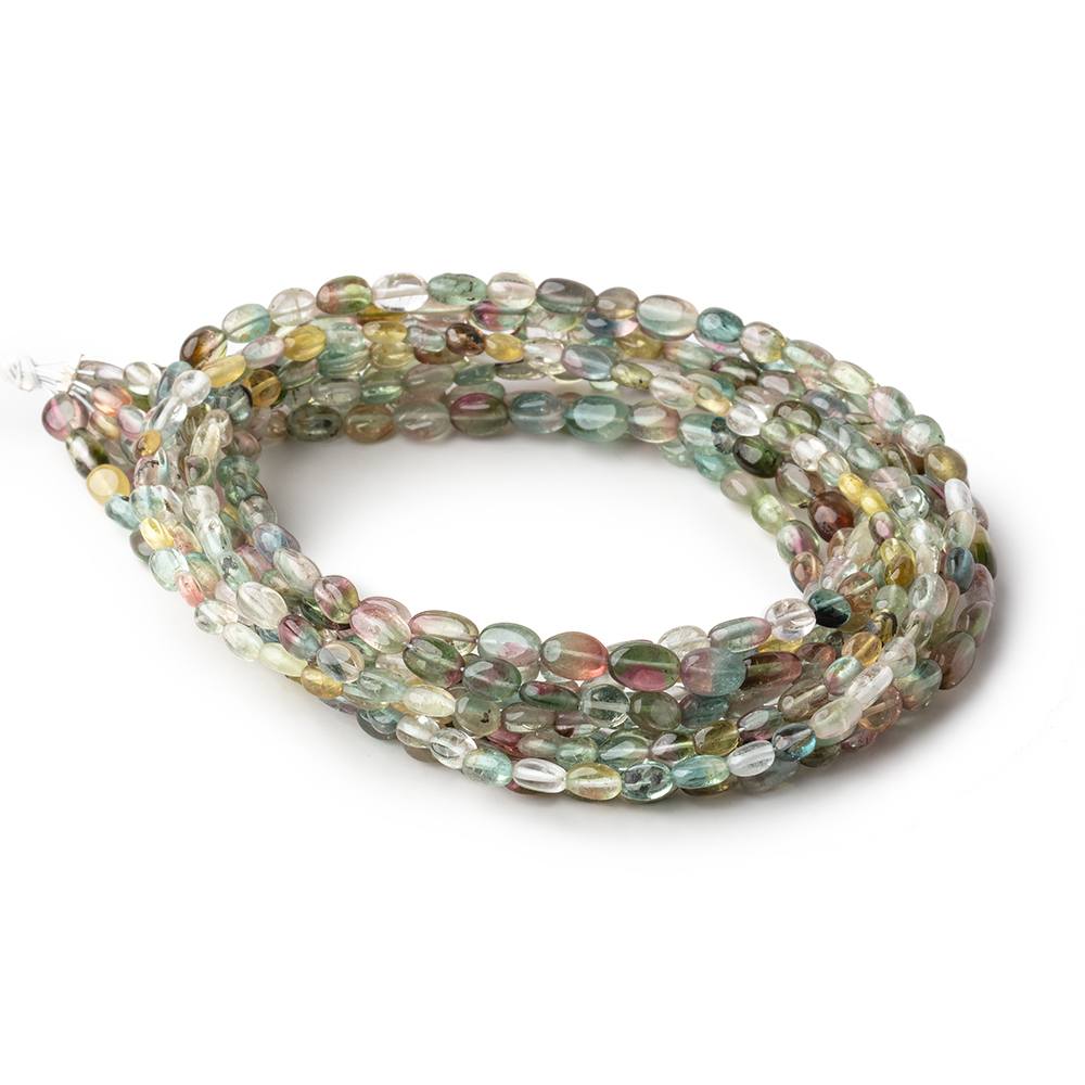 4x3-6x3.5mm Multi Color Tourmaline Plain Oval Beads 16 inch 74 pieces AA