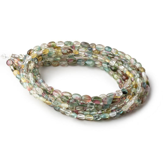 4x3-6x3.5mm Multi Color Tourmaline Plain Oval Beads 16 inch 74 pieces AA