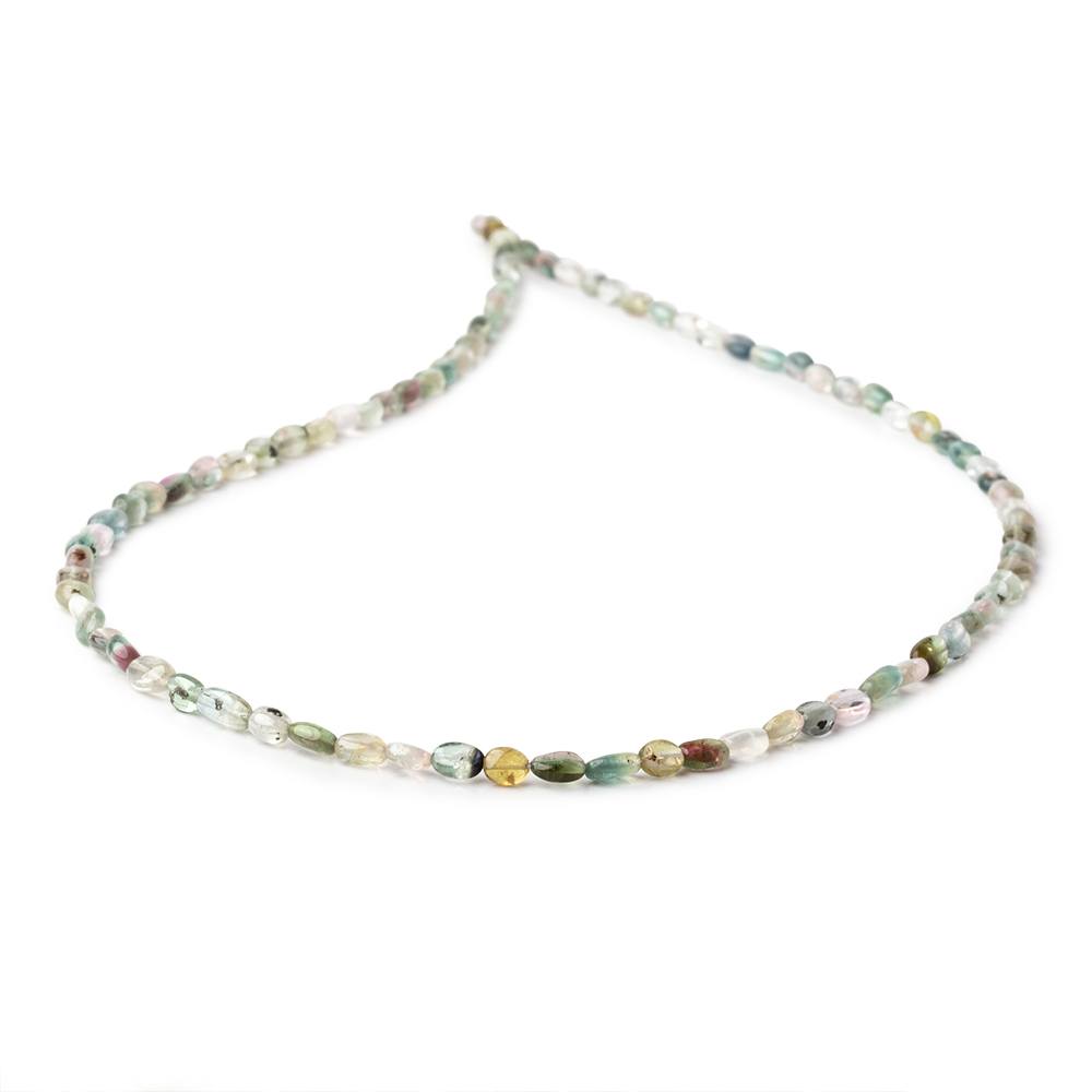 4x3-6x3.5mm Multi Color Tourmaline Plain Oval Beads 16 inch 74 pieces AA