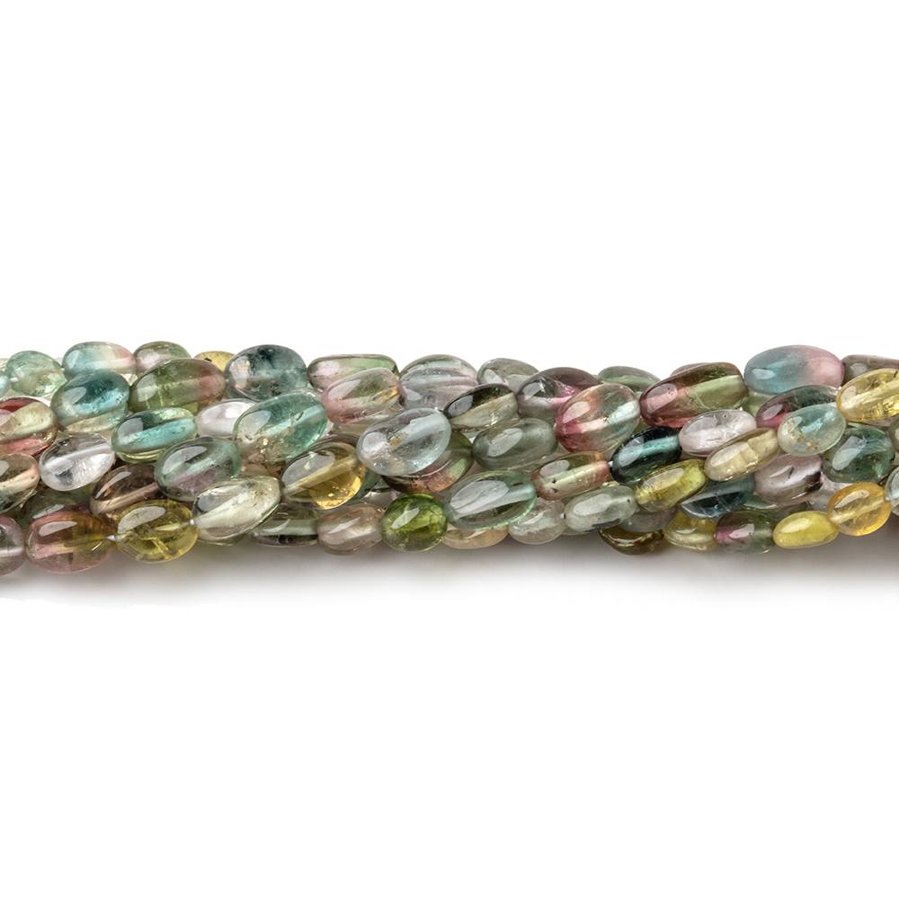 4x3-6x3.5mm Multi Color Tourmaline Plain Oval Beads 16 inch 74 pieces AA