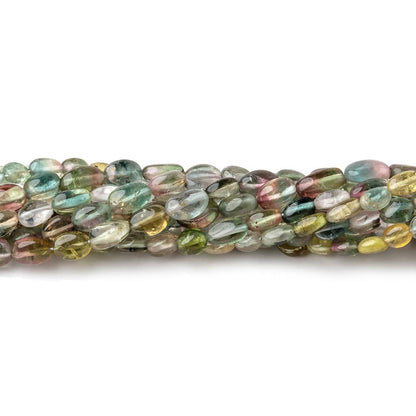 4x3-6x3.5mm Multi Color Tourmaline Plain Oval Beads 16 inch 74 pieces AA