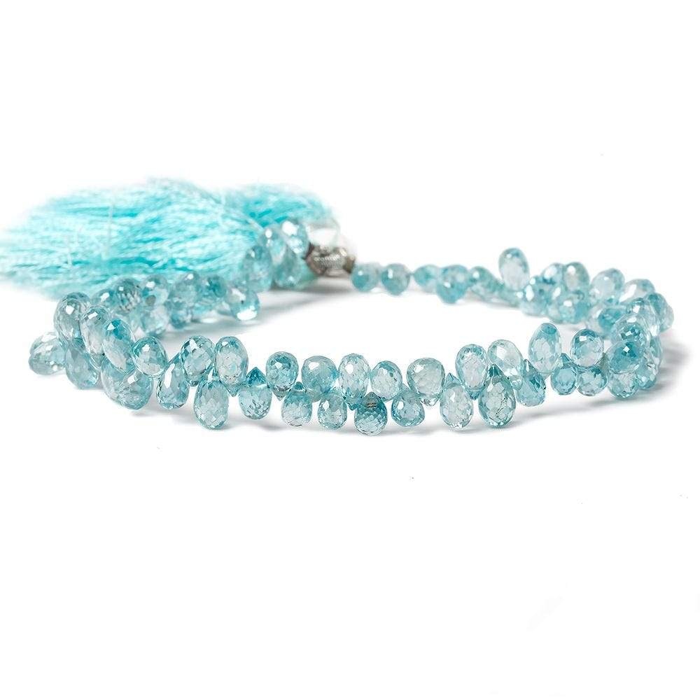 4x3-6x3mm Blue Zircon Faceted Tear Drop Beads 8 inch 93 pieces