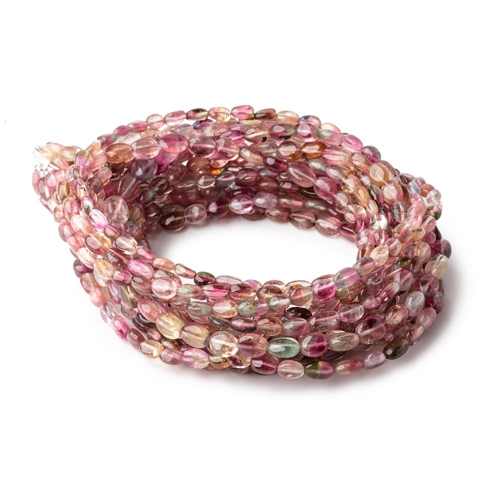 4x3-6x4mm Multi Color Tourmaline Plain Oval Beads 16 inch 67 pieces AA