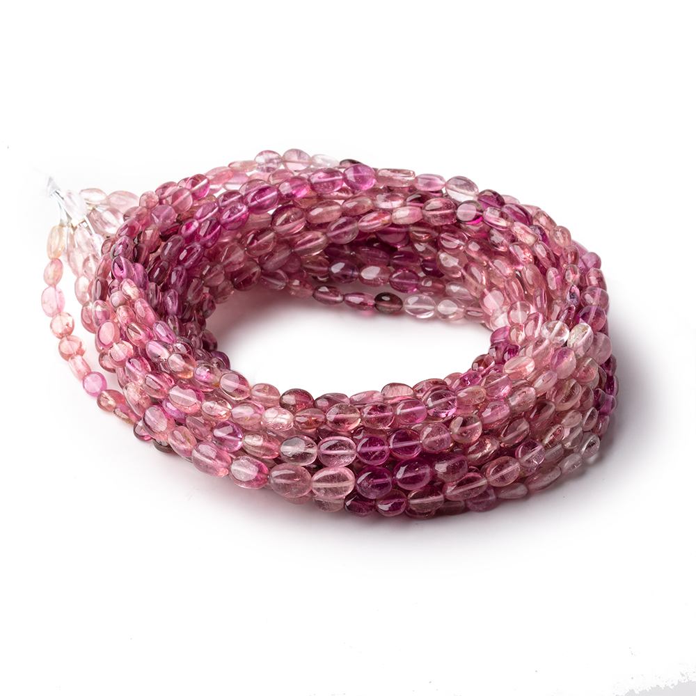 4x3-6x4mm Pink Tourmaline Plain Oval Beads 16 inch 70 pieces AA