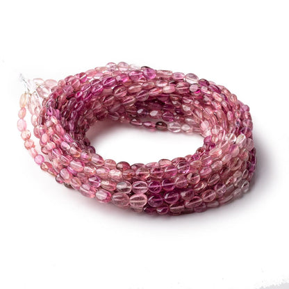 4x3-6x4mm Pink Tourmaline Plain Oval Beads 16 inch 70 pieces AA