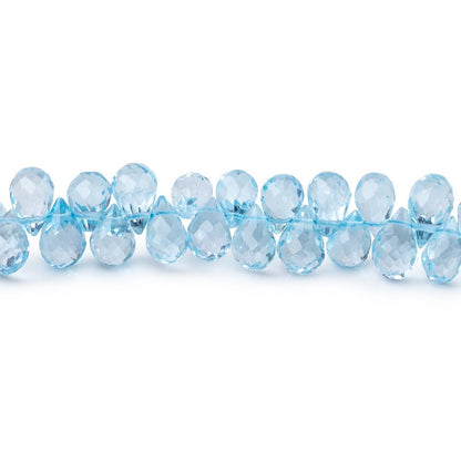 4x3-6x4mm Sky Blue Topaz Faceted Tear Drop Beads 7.5 inch 90 pieces AAA