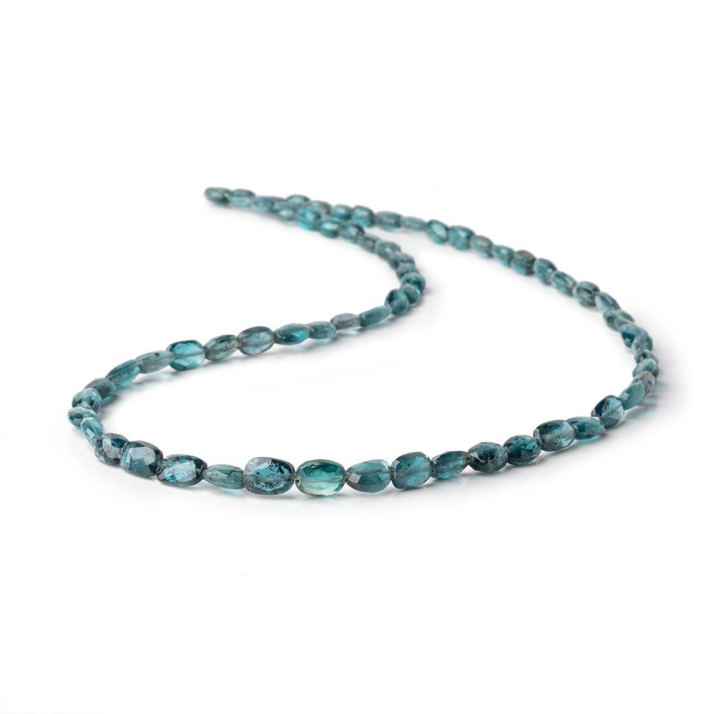 4x3-6x5mm Teal Moss Kyanite Faceted Oval Nugget Beads 16 inch 66 pieces