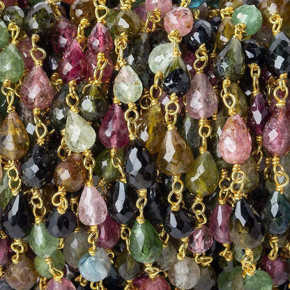 4x3-7x4mm Multi Color Tourmaline Vermeil Chain by the foot