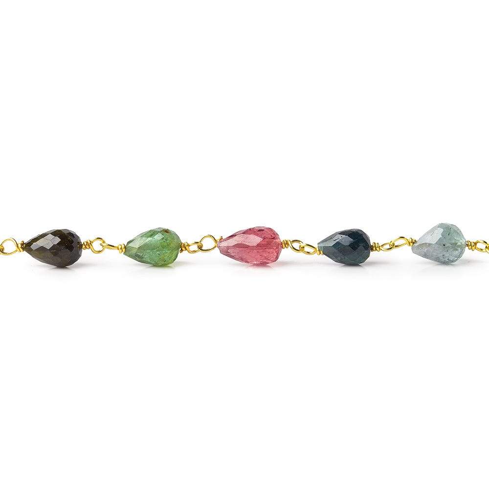 4x3-7x4mm Multi Color Tourmaline Vermeil Chain by the foot