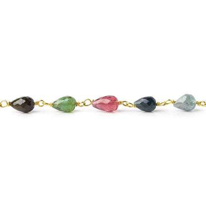 4x3-7x4mm Multi Color Tourmaline Vermeil Chain by the foot