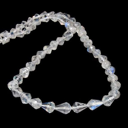 4x3-7x5mm Rainbow Moonstone Petite Faceted Tear Drop 15 inch 57 Beads