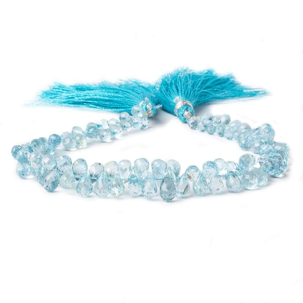 4x3-7x5mm Sky Blue Topaz Beads Tear Drop Briolette 8 inch 89 pieces