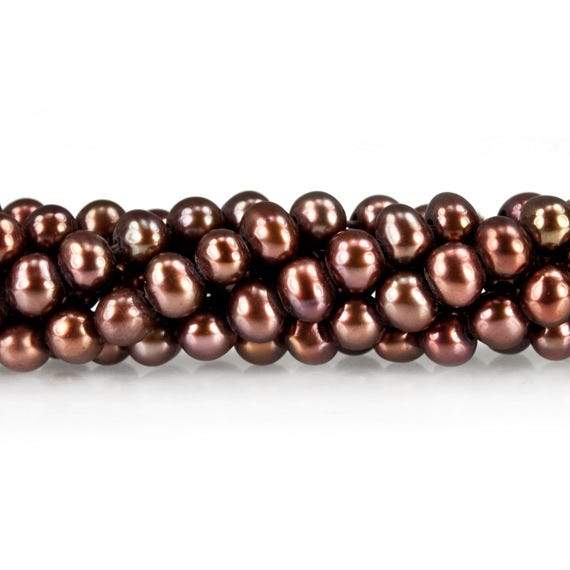 4x3.5mm Chocolate Off Round Freshwater Pearl 15.5 inch 110 pcs