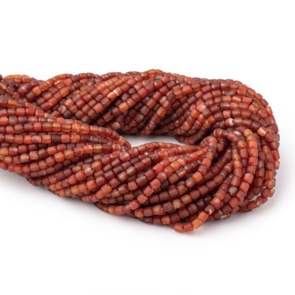 4x3.5mm Matte Carnelian Hand Cut Tube Beads 15 inch 105 pieces