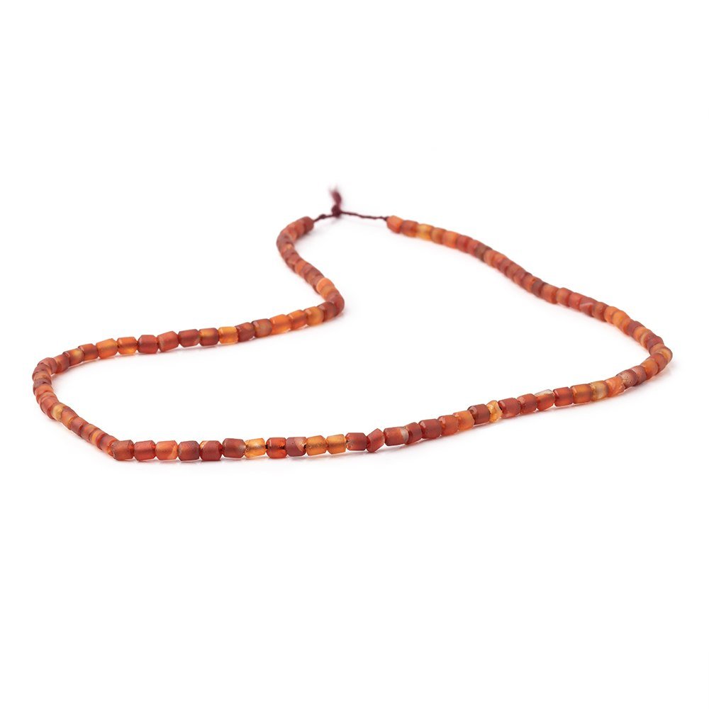 4x3.5mm Matte Carnelian Hand Cut Tube Beads 15 inch 105 pieces