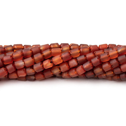 4x3.5mm Matte Carnelian Hand Cut Tube Beads 15 inch 105 pieces