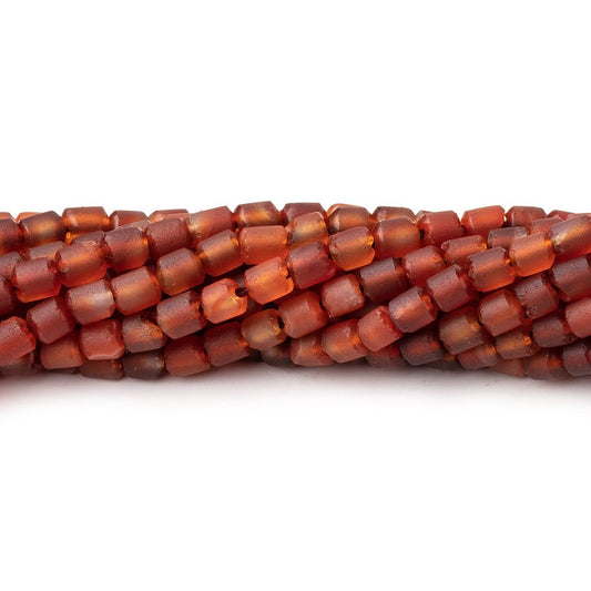 4x3.5mm Matte Carnelian Hand Cut Tube Beads 15 inch 105 pieces