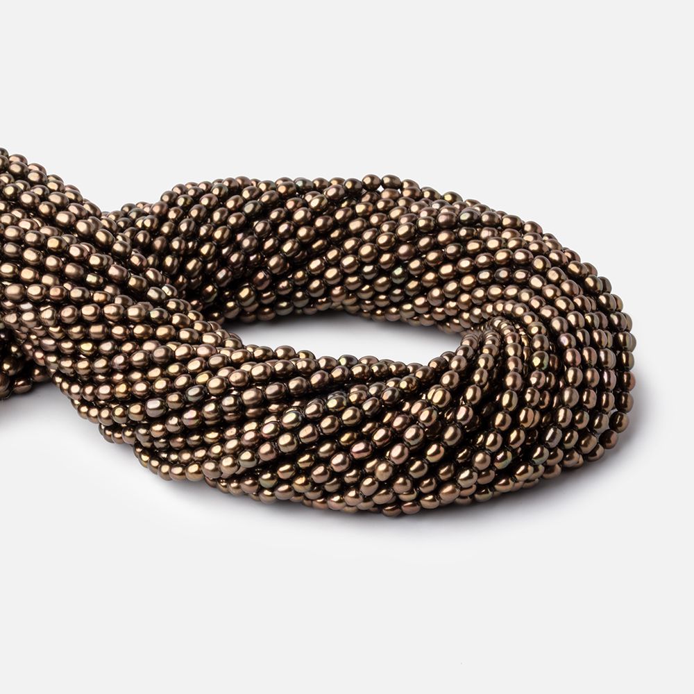 4x3mm Antique Bronze Straight Drilled Oval Freshwater Pearl 15 inch 97 pcs