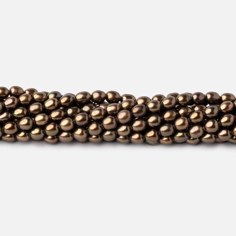 4x3mm Antique Bronze Straight Drilled Oval Freshwater Pearl 15 inch 97 pcs