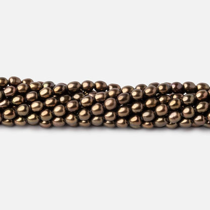 4x3mm Antique Bronze Straight Drilled Oval Freshwater Pearl 15 inch 97 pcs