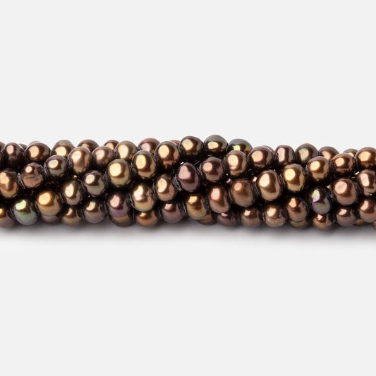 4x3mm Bronze Off Round Freshwater Pearl Beads 15 inch 110 pieces